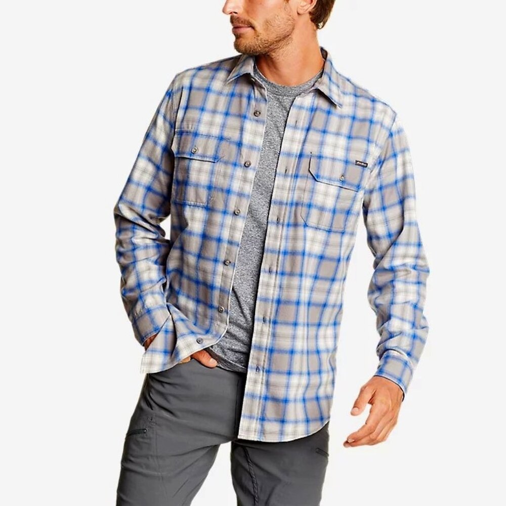 Eddie Bauer custom fit plaid Shirt size medium